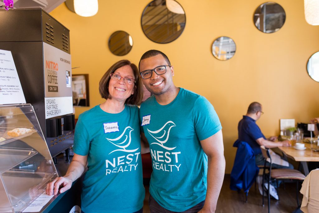 volunteers at a place at the table cafe