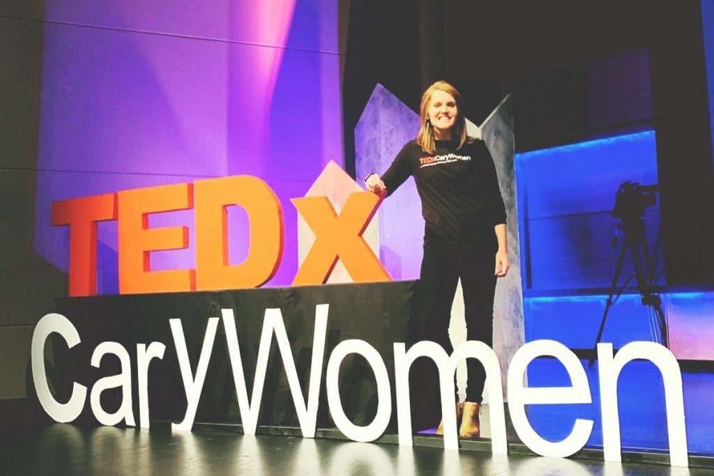 Maggie Kane speaking at TEDx Cary event