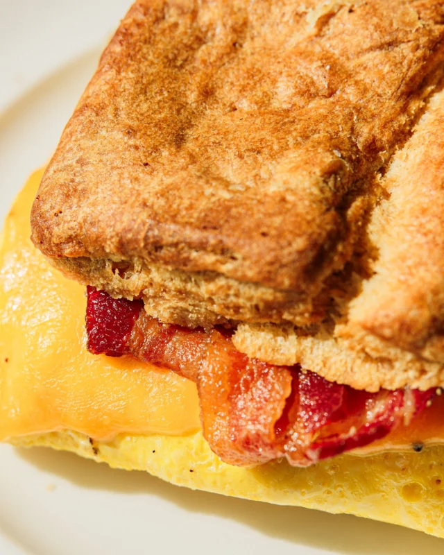 Nothing says Saturday morning quite like a biscuit sammie 🤩⁠
⁠
Bacon, egg, and cheese all on the iconic Table square biscuit. What could be better!?⁠
⁠
See you today or tomorrow for your morning fix 😉